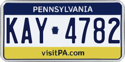 PA license plate KAY4782