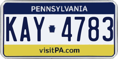 PA license plate KAY4783
