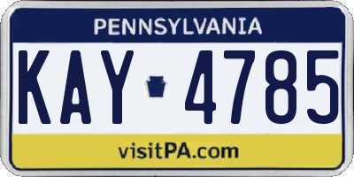 PA license plate KAY4785