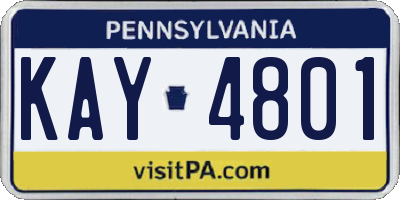 PA license plate KAY4801