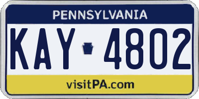 PA license plate KAY4802