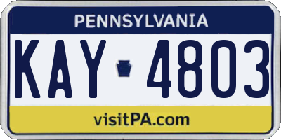 PA license plate KAY4803
