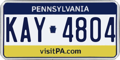 PA license plate KAY4804