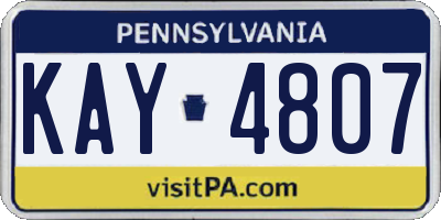 PA license plate KAY4807