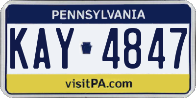 PA license plate KAY4847