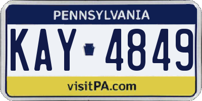 PA license plate KAY4849