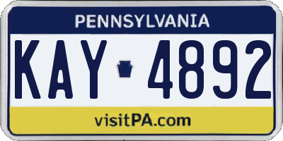 PA license plate KAY4892