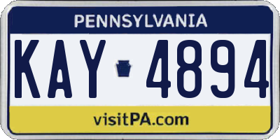 PA license plate KAY4894