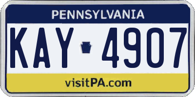 PA license plate KAY4907