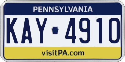 PA license plate KAY4910
