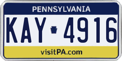 PA license plate KAY4916