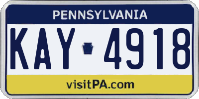 PA license plate KAY4918