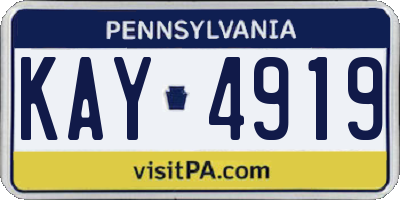 PA license plate KAY4919