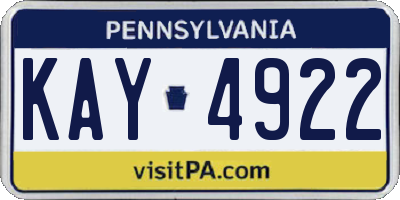PA license plate KAY4922