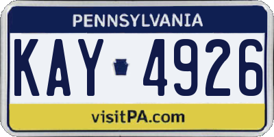 PA license plate KAY4926