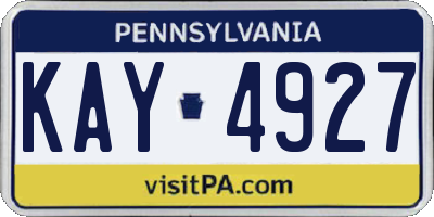 PA license plate KAY4927