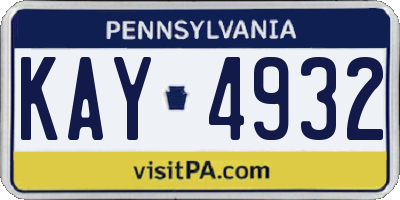 PA license plate KAY4932