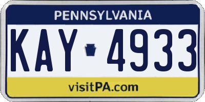 PA license plate KAY4933