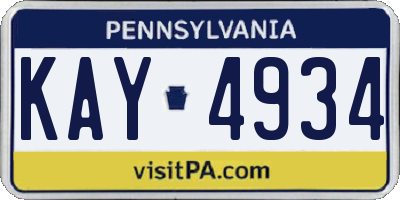 PA license plate KAY4934