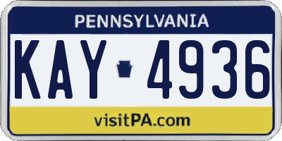 PA license plate KAY4936