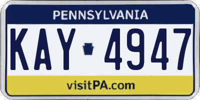 PA license plate KAY4947