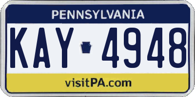 PA license plate KAY4948