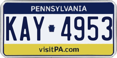PA license plate KAY4953