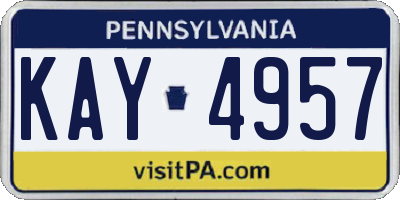 PA license plate KAY4957