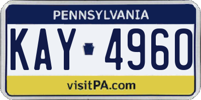 PA license plate KAY4960