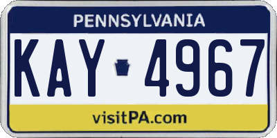 PA license plate KAY4967