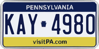 PA license plate KAY4980
