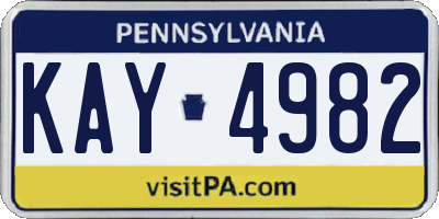 PA license plate KAY4982