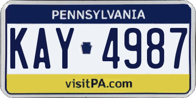 PA license plate KAY4987