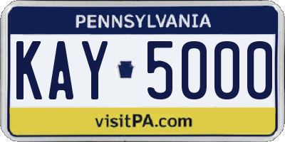 PA license plate KAY5000