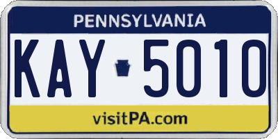 PA license plate KAY5010