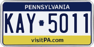 PA license plate KAY5011