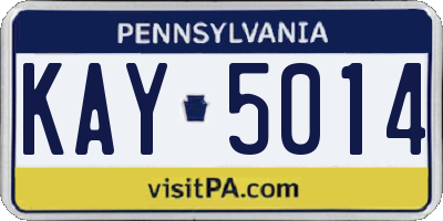 PA license plate KAY5014