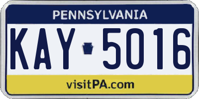 PA license plate KAY5016