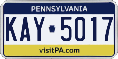 PA license plate KAY5017