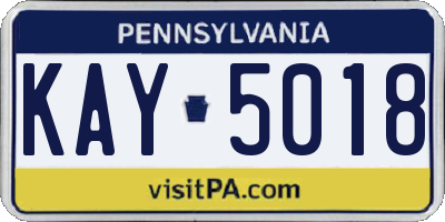 PA license plate KAY5018