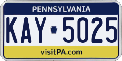 PA license plate KAY5025