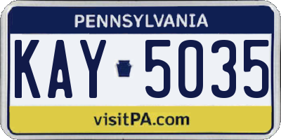 PA license plate KAY5035