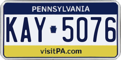 PA license plate KAY5076