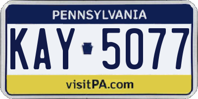 PA license plate KAY5077
