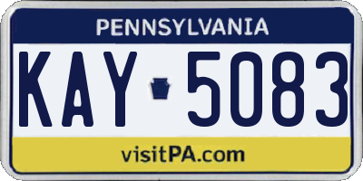 PA license plate KAY5083