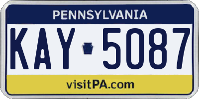 PA license plate KAY5087