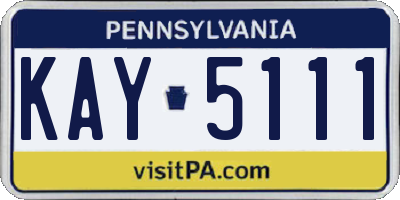 PA license plate KAY5111