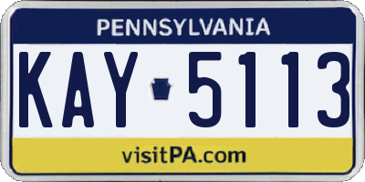 PA license plate KAY5113