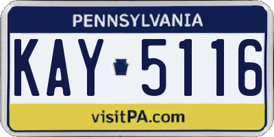 PA license plate KAY5116