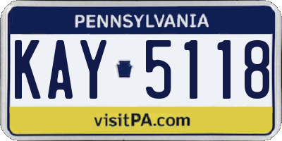 PA license plate KAY5118
